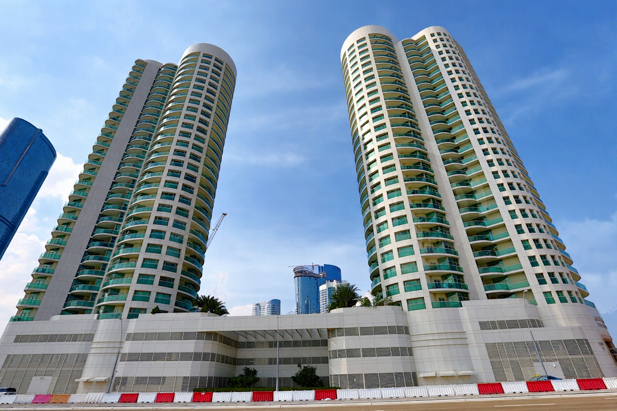 Panoramic Arabian Gulf view from Beach Towers Al Reem Island Abu Dhabi highlighting luxury sea-view apartments